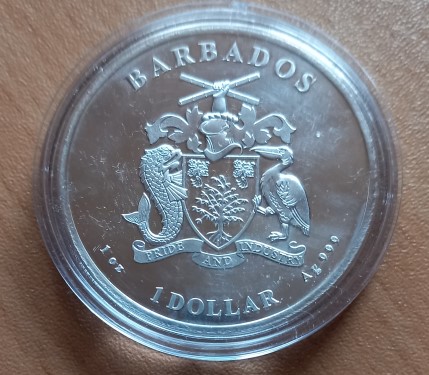  Barbados   1 Dollar 2021 Seepferdchen  1 Oz Silber 31,1 gr   