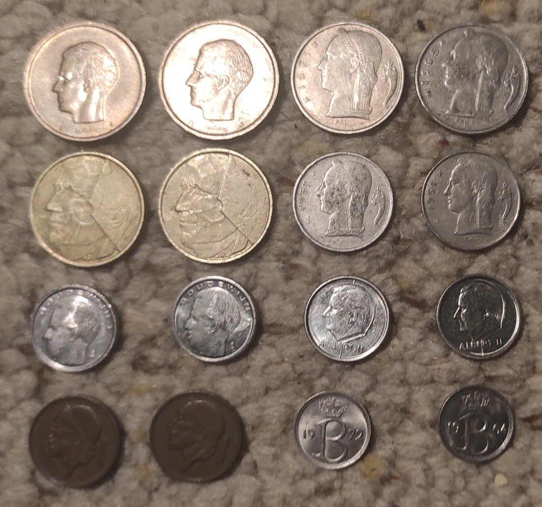  Set 012: Belgien Münzlot mit 16 verschiedenen Münzen   