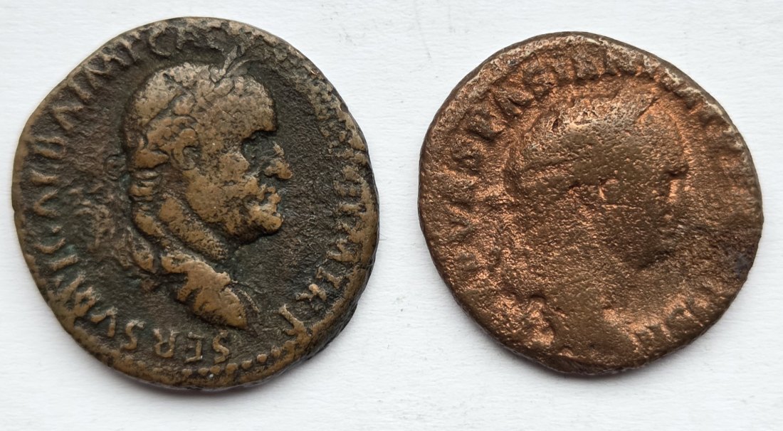  Römer: As Vespasian (69-79), 2 Stück   