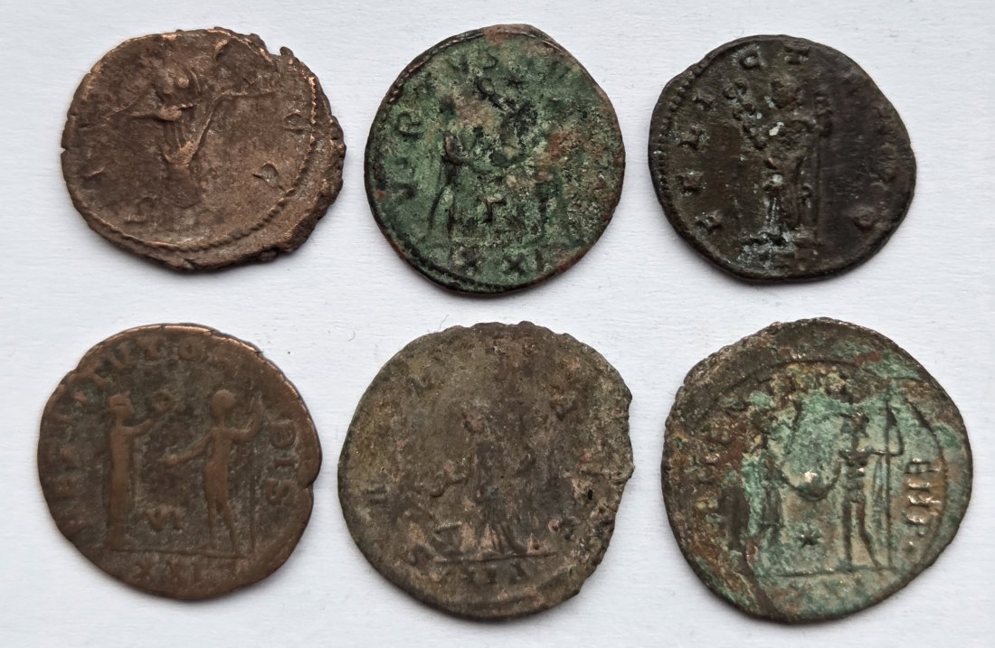  Römer: 6 Antoniniane der Inflationszeit, über 3,5 g   