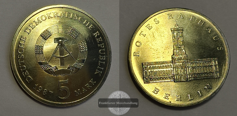  DDR Berlin 5 Mark 1987 FM-Frankfurt Nickel-Messing   