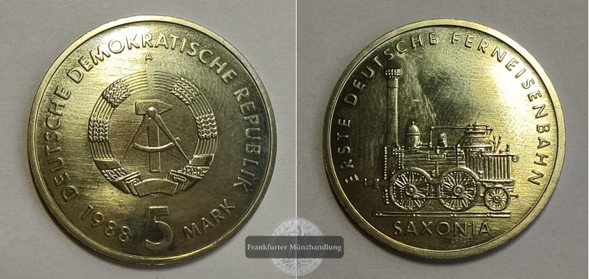  Saxonia 5 Mark 1988 FM-Frankfurt Nickel-Messing   