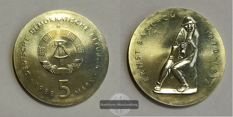  DDR 5 Mark 1988 FM-Frankfurt Kupfer-Nickel   