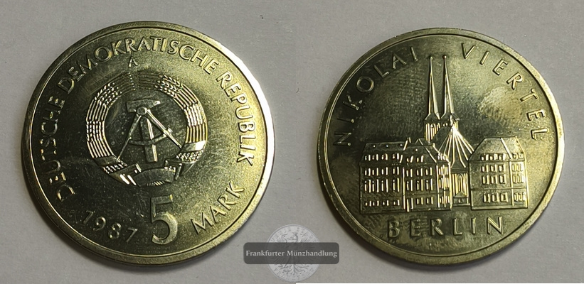  DDR 5 Mark 1987 FM-Frankfurt Nickel-Messing   