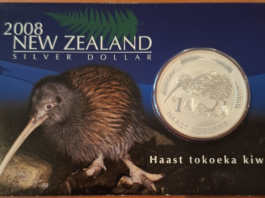  New Zealand Silber Dollar Kiwi 2008 in Coinxard, Auflage 8.000   