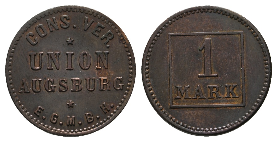  Bayern, Union Augsburg Cons. Ver. E.G.M.B.H., 1 Mark; Menzel 953   