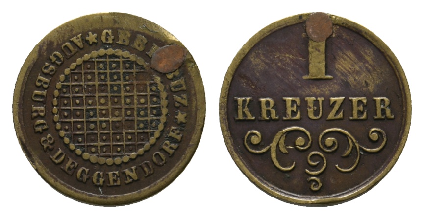  Bayern, Augsburg & Deggendorf Geb. Buz, 1 Kreuzer; Menzel 973.1   