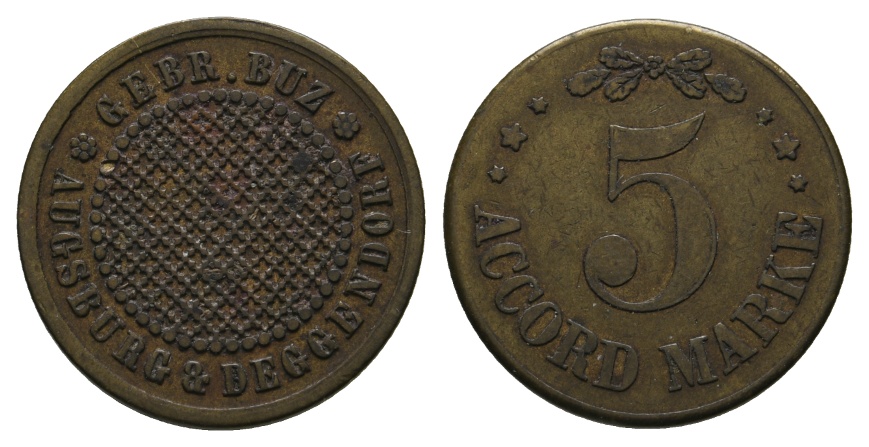  Bayern, Augsburg & Deggendorf Geb. Buz, 5 Accord Marke; Menzel 973.3   