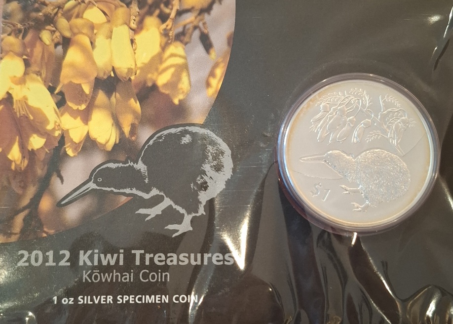  New Zealand Silver Dollar Kiwi 2012 Reverse proof like in Coincard; Auflage 13.500 Ex.   