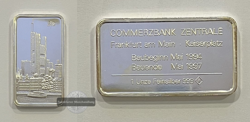  Deutschland  Silberbarren 1 Unze (Commerzbank)  FM-Frankfurt  Feingewicht: 31,1g   