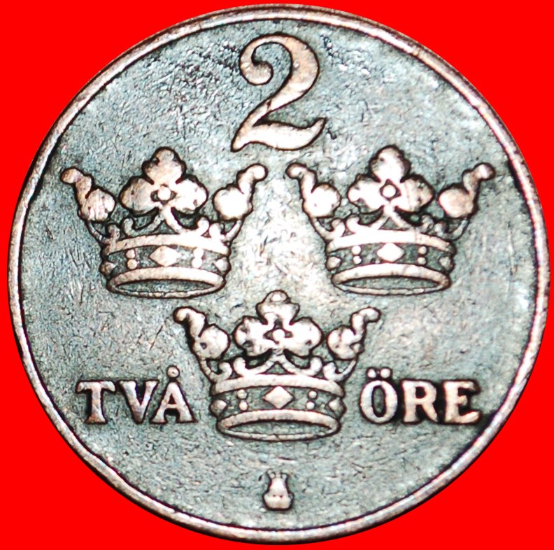  Ⰿ ERSTES JAHR: SCHWEDEN ★ 2 OERE 1909! Gustav V. (1907-1950)★OHNE VORBEHALT!   