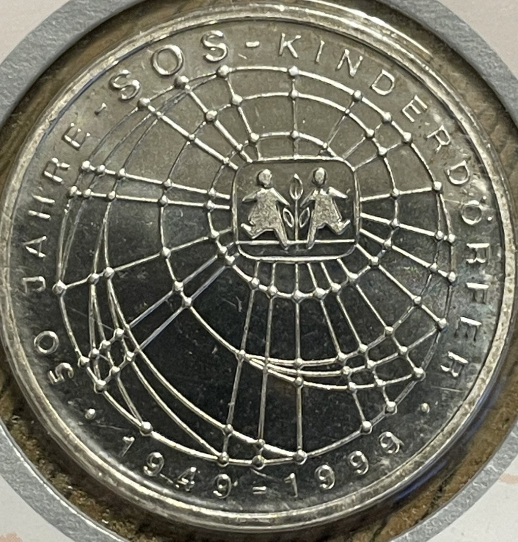  Deutschland 10 DM silber 925 SOS Kinderdörfer 1999   