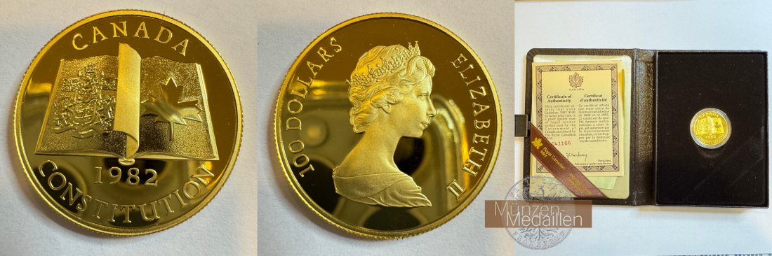  Kanada 100 Dollar Elizabeth II (Canadian Constitution) 1982 MM-Frankfurt Feingold: 15,55g   