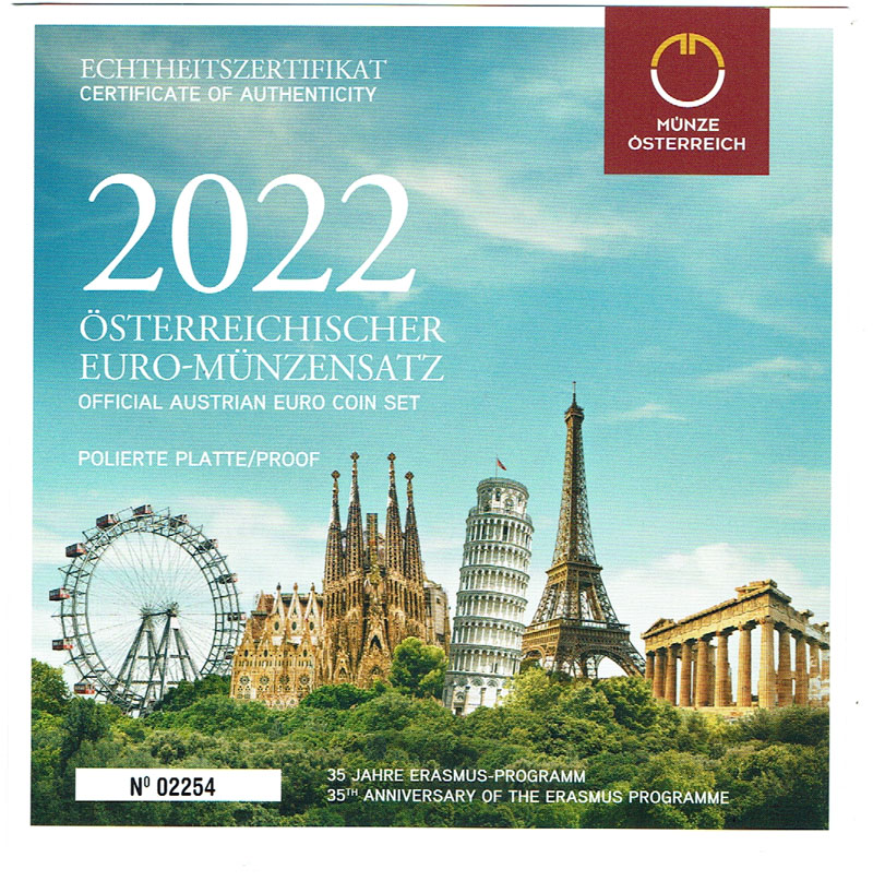  SZAIVERT EUROPA ÖSTERREICH 2. REPUBLIK KMS 2022 ERASMUS-PROGRAMM POLIERTE PLATTE   