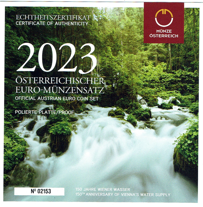  SZAIVERT EUROPA ÖSTERREICH 2. REPUBLIK KMS 2023 150 JAHRE WIENER WASSER POLIERTE PLATTE   