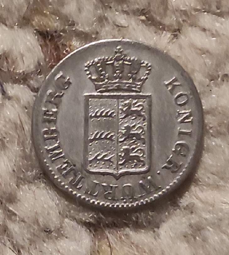  Württemberg 3 Kreuzer 1839 SILBER, Vorderseite zeigt Abrieb   