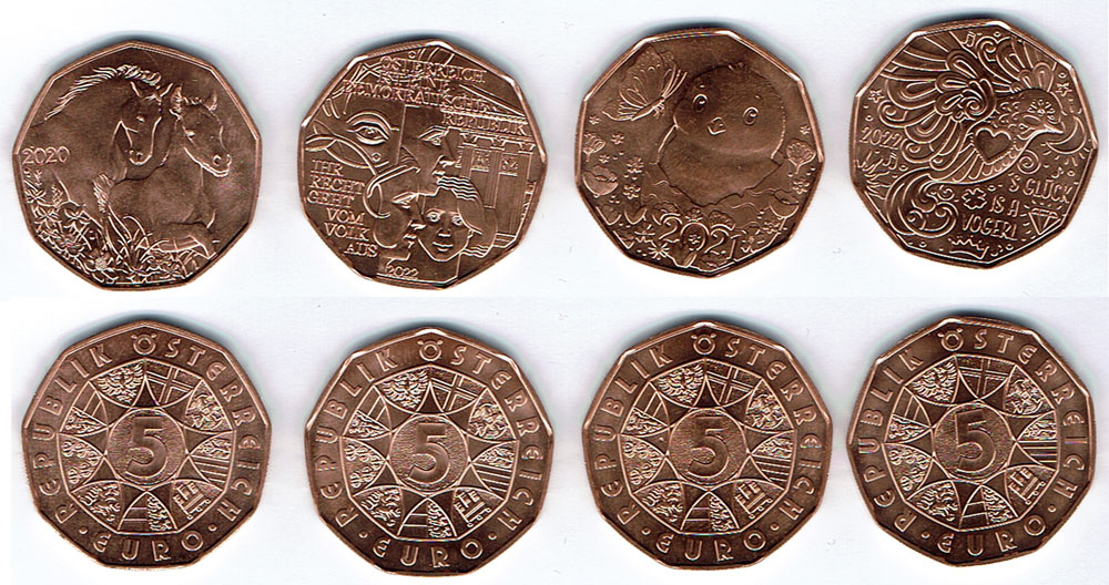  SZAIVERT EUROPA ÖSTERREICH 2. REPUBLIK 5 EURO GEDENKMÜNZEN KUPFER   