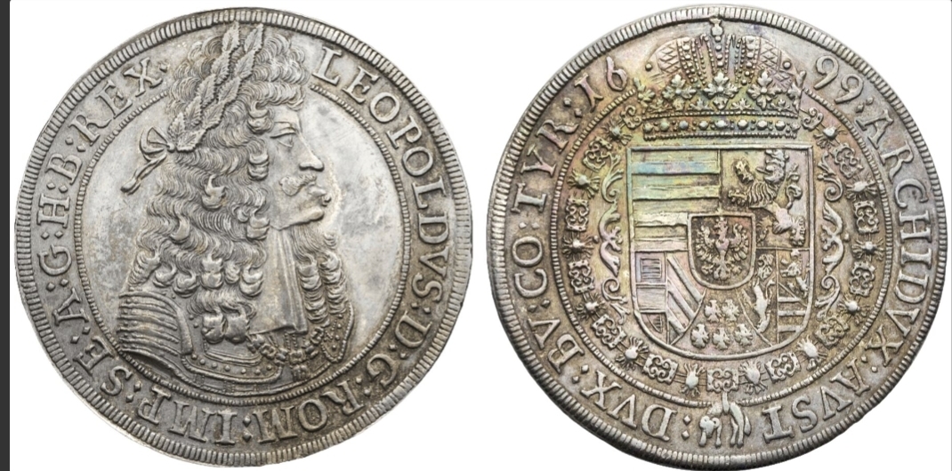  Austria Taler 1699 Leopold I, Hall mint XF/AU   