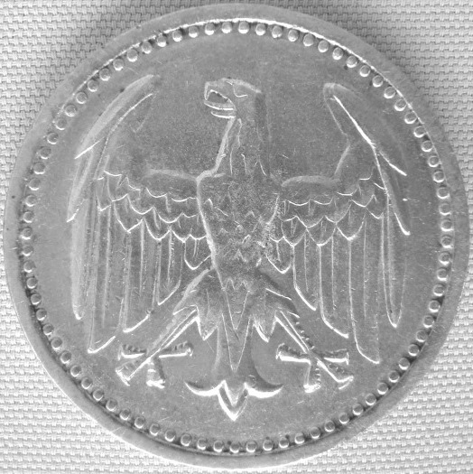  3 Mark 1924 A, J 312, Ag 500 7,5 g fein   