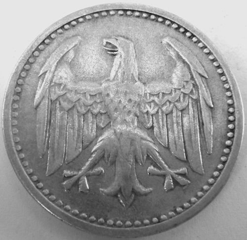  3 Mark 1924 D, J 312 Ag 500 7,5 g fein   