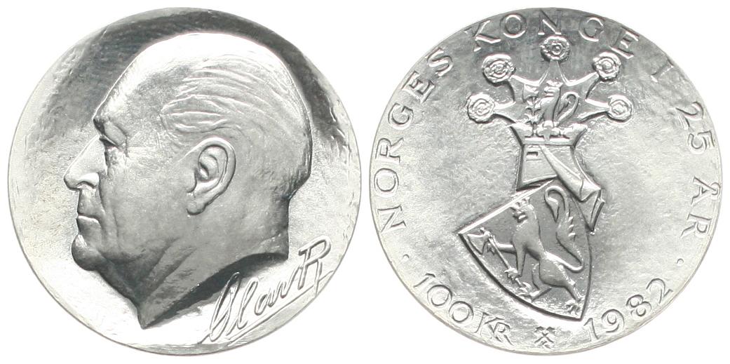  Norwegen: Olav V., 100 Kroner 1982, TOP-ERHALTUNG, sie Bilder, näheres unten!   