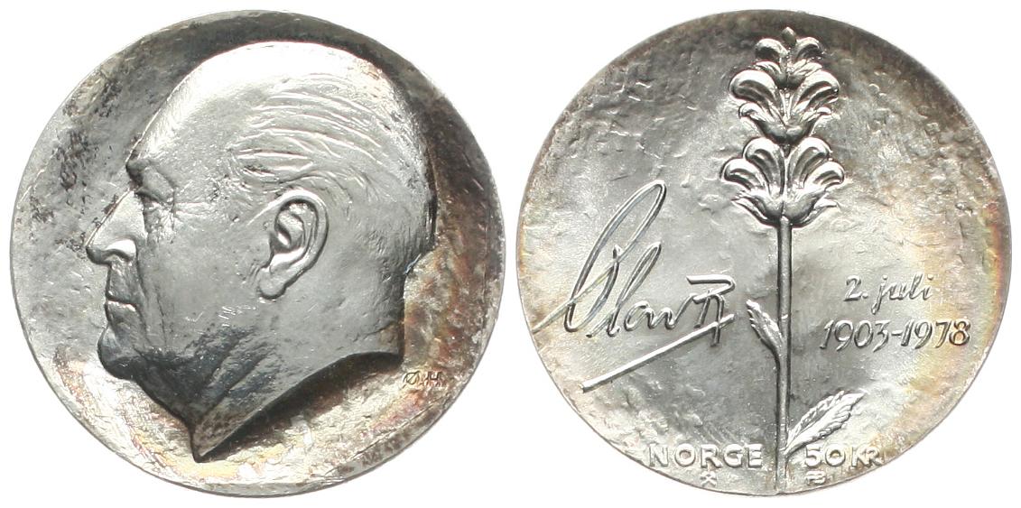  Norwegen: Olav V., 100 Kroner 1978, schöne Patina, näheres unten, TOP-EXEMPLAR!   