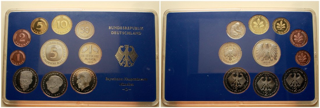  Bundesrepublik Deutschland: Münzsatz 1979 D im Hartplastik, 10 Münzen in pp   
