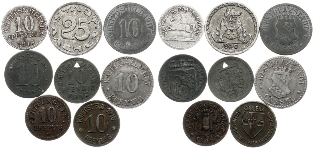  Deutschland Lot von 8 x Notgeld 1917-1920, siehe Bilder!   