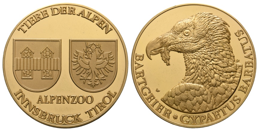  Medaille o.J.; Innsburck Tirol; vergoldet; 39,14 g ; Ø 45,8 mm   