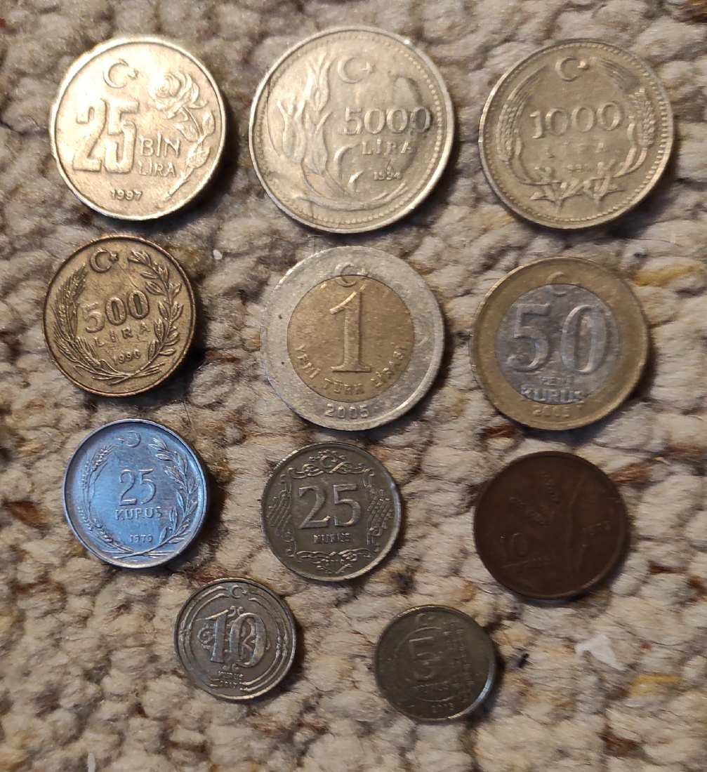  Set 016: Türkei Münzlot mit 11 verschiedene Münzen   