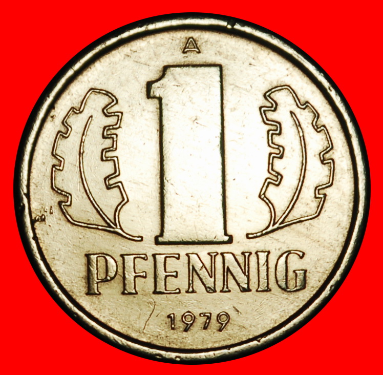  Ⰿ HAMMER AND COMPASS (1960-1990): GERMANY ★ 1 PFENNIG 1979A! DIES IV D! LUSTRE★LOW START★NO RESERVE!   