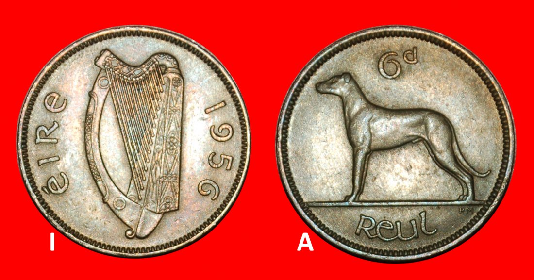  Ⰿ GREAT BRITAIN (1928-1969): IRELAND ★ 6 PENCE 1956 IRISH WOLFHOUND! DISCOVERY★LOW START★NO RESERVE!   