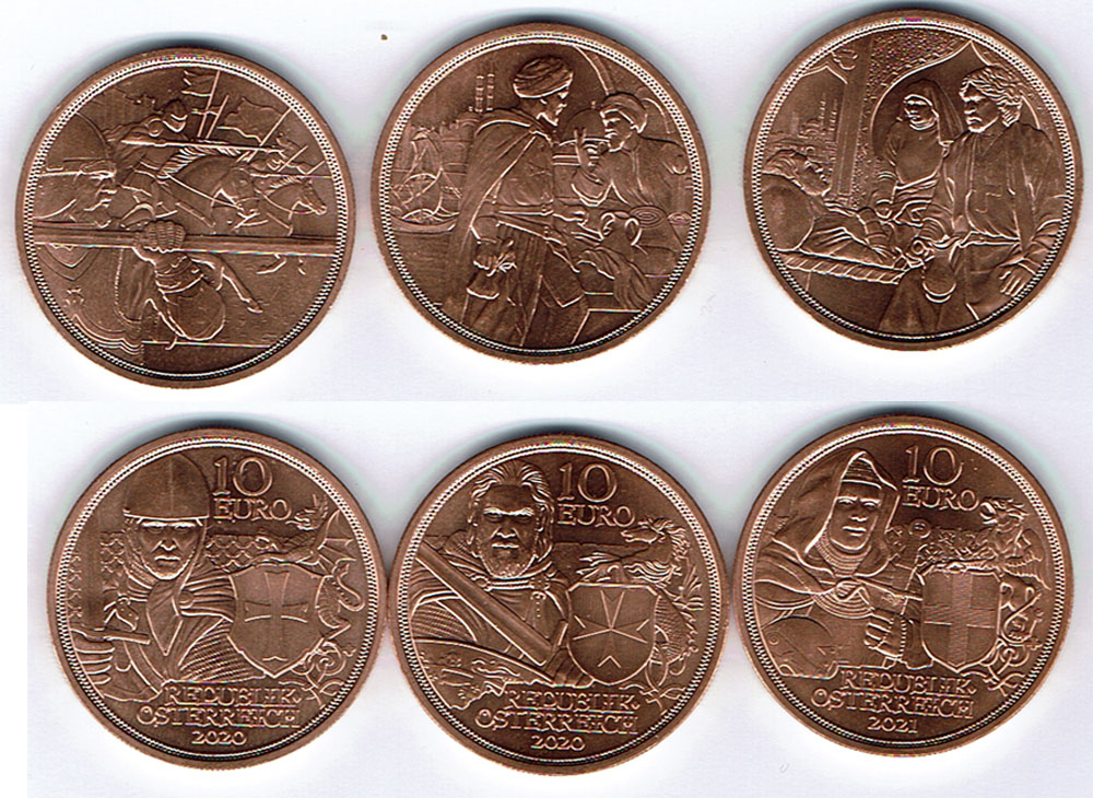  SZAIVERT EUROPA ÖSTERREICH 2. REPUBLIK 10 EURO GEDENKMÜNZEN KUPFER   