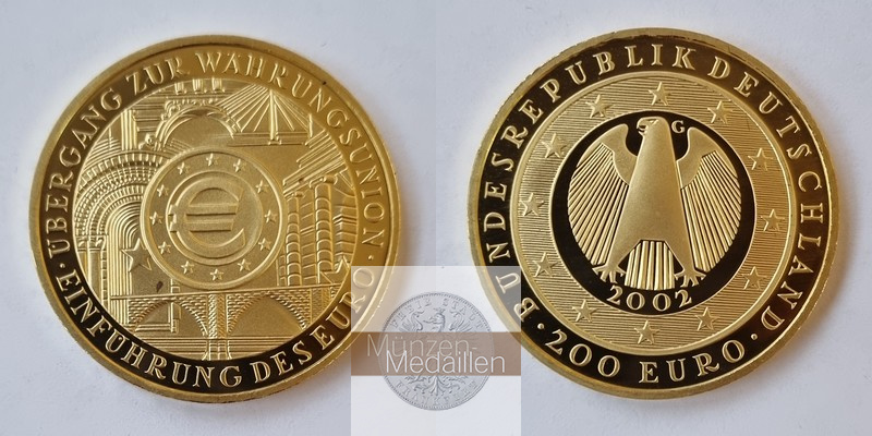 Deutschland 200 Euros 2002 G MM-Frankfurt Feingold: 31,1g