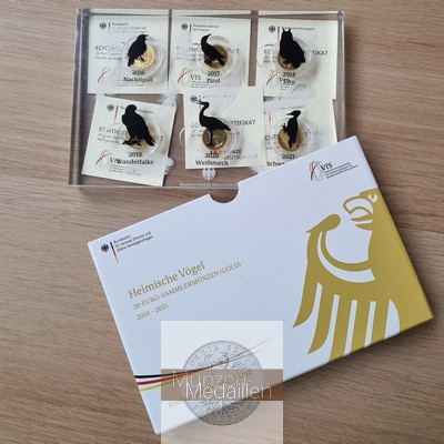 BRD  6 x 20 Euro MM-Frankfurt Feingold: 23,32g Heimische Vögel 2016-2021 