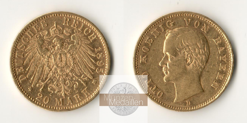 Deutsches Kaiserreich, Bayern. 20 Mark MM-Frankfurt Feingold: 7,17g Otto 1886-1913 1895 D 