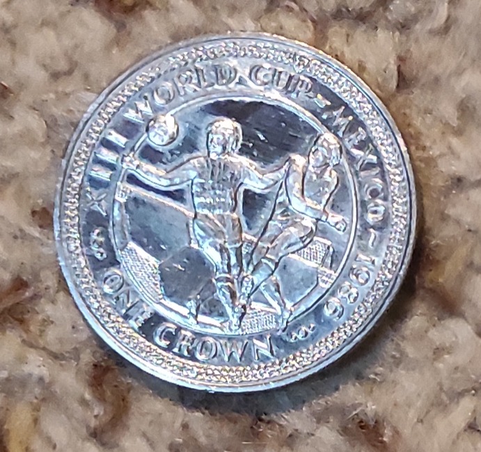  Isle of Man One Crown 1986 SILBER Worldcup Mexico   