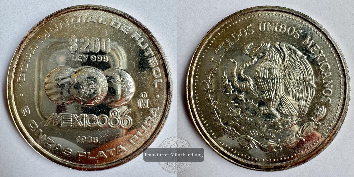  Mexico / 200 Pesos 1986 (2 Onzas) FM-Frankfurt KM# 526 Feinsilber: 62,2g   