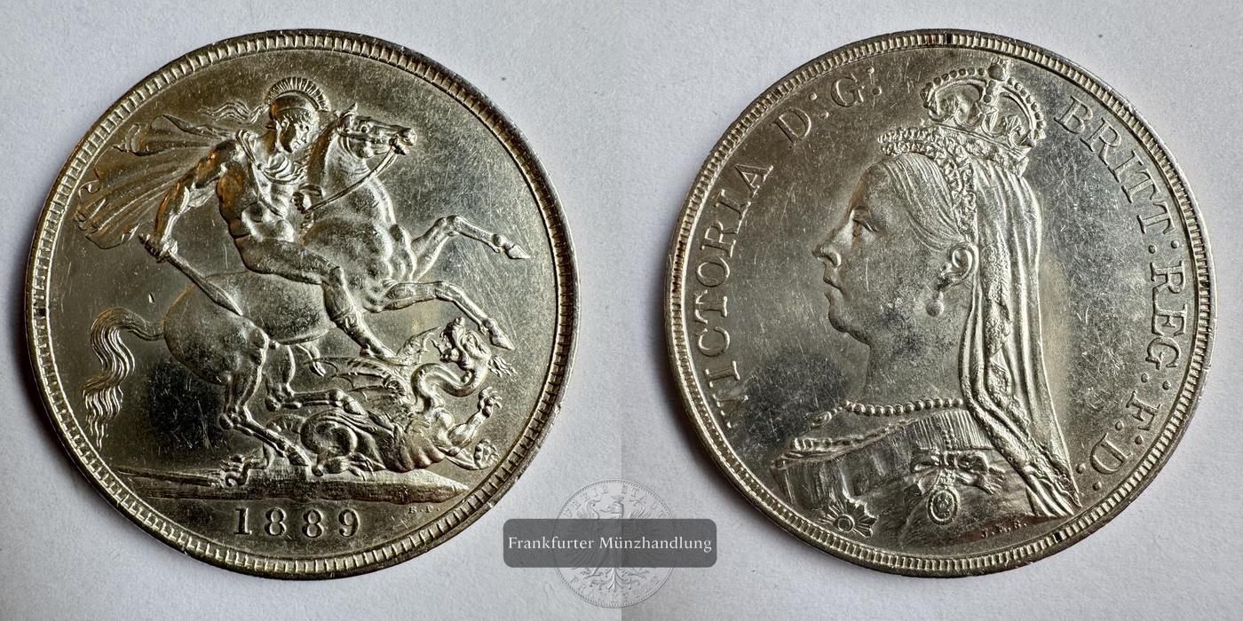  UK / 1 Crown Victoria 1889 (1887-1892) FM-Frankfurt KM#765 Feinsilber: 26,16g   