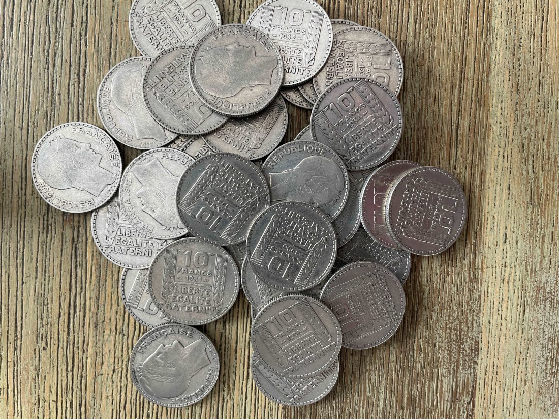  35 mal 10 Francs Frankreich aus den Jahren 1929-1934 silber 0.680   