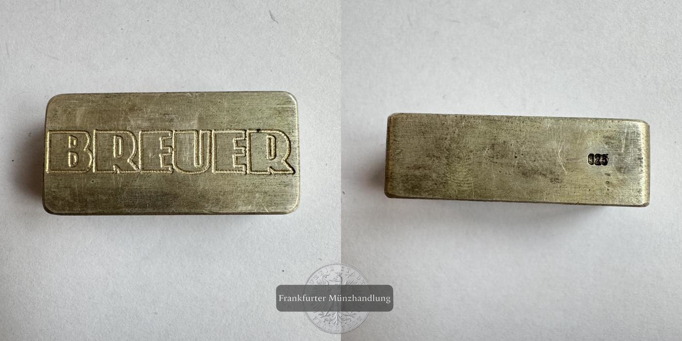  Deutschland / Breuer Silberbarren FM-Frankfurt Feinsilber: 43,9g   
