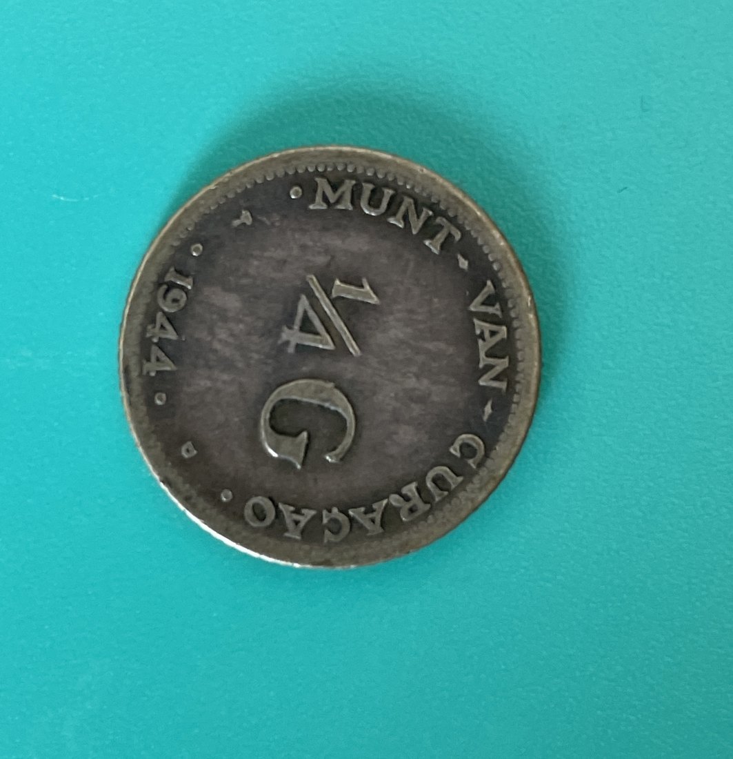  Niederländische Antillen Curacao 1/4 Gulden 1944 silber Königin Wilhelmina   