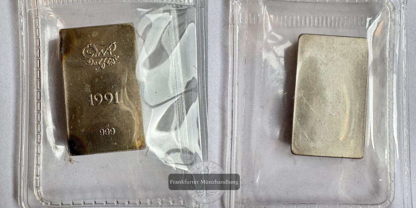  Niederlande / OWR Delfts Silberbarren 1991 0.999 FM-Frankfurt Feinsilber: 19g   