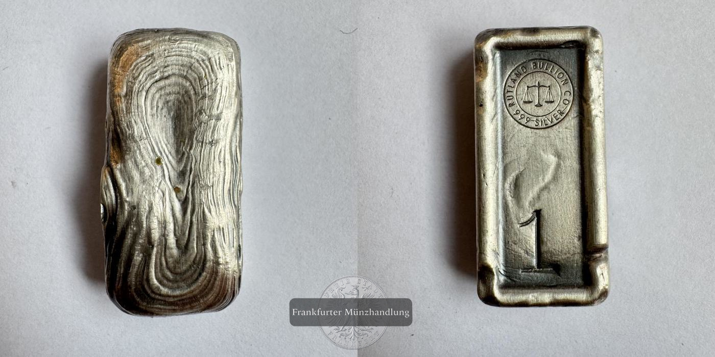  USA / Rutland Bullion CO Silberbarren 1 troy oz 0.999 FM-Frankfurt Feinsilber: 31,5g   