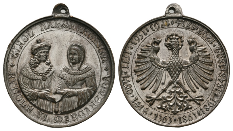  Österreich Medaille 1863, tragbar; versilbert; 15,65 g ; Ø 35,5 mm   