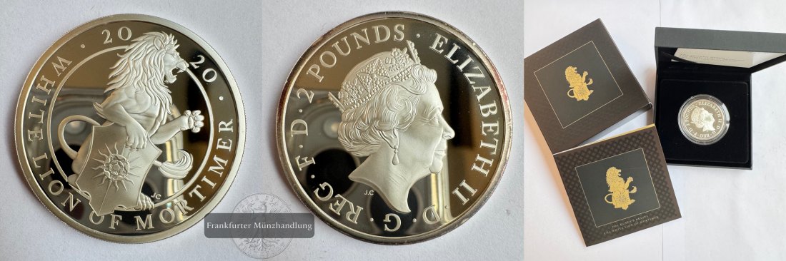  UK / 2 Pounds White Lion of Mortimer (Proof) 2020 FM-Frankfurt KM#1844 Feinsilber: 31,2g   