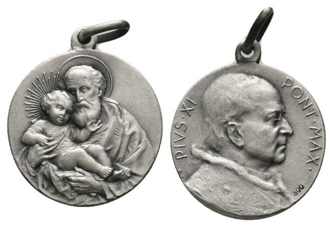  Medaille o.J., Papst Pius XI.; tragbar; AG 800; 4,68 g ; Ø 20,9 mm   