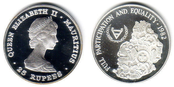  Mauritius 1982 in PP.! 25 Rs ''Year of disabled''   