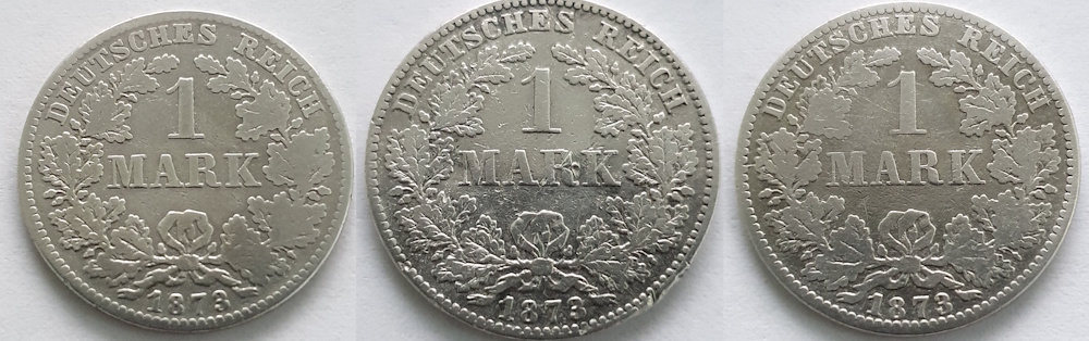  3x 1 Mark 1873 A/D/D  Jäger 9   
