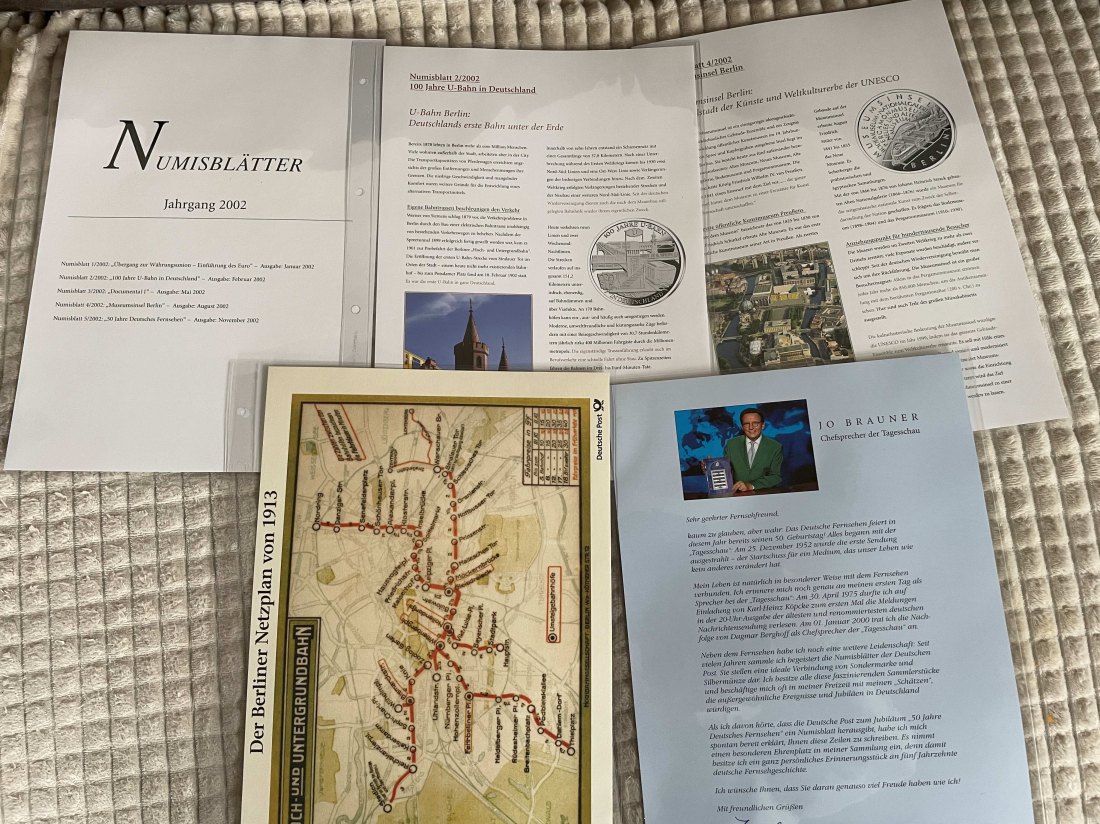  Numisblätter 5 x 10 Euro Münzen 925er Kpl. Jahrgang 2002   